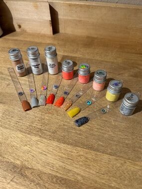 Mixed Sizes Nail Dip Powder - Coral, Yellow, Orange, Brown, Gray